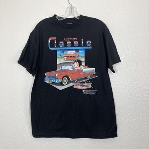 Vintage Betty Boop American Classic Car Shirt Mens Medium Black Tennessee River